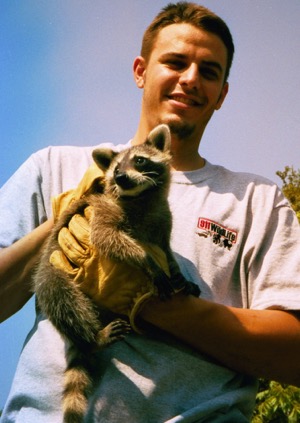 John Gaulden of 911Wildlife with raccoon