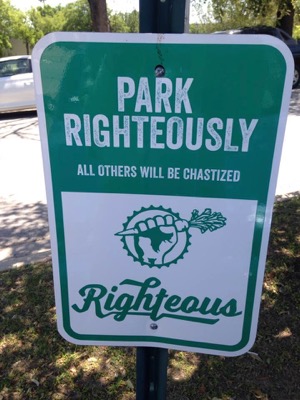Righteous Foods parking sign