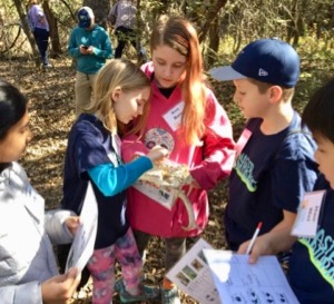 Kids examine skull at Junior master naturalist training