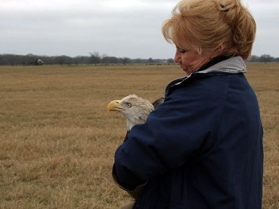 Kathy Rogers with bald eagle