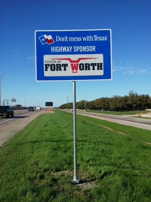 Sponsor a highway Toyota sign