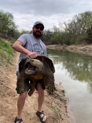 Andrew Brinker with Alligator Snapping Turtle