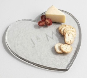 Pottery Barn glass heart cheese board